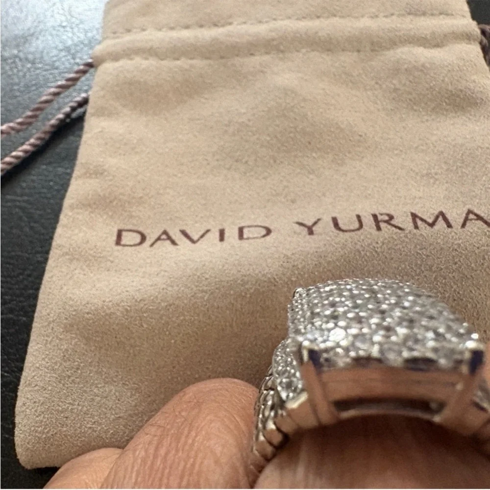 David Yurman Pavé Diamond Sterling Silver Dome Ring - Silver